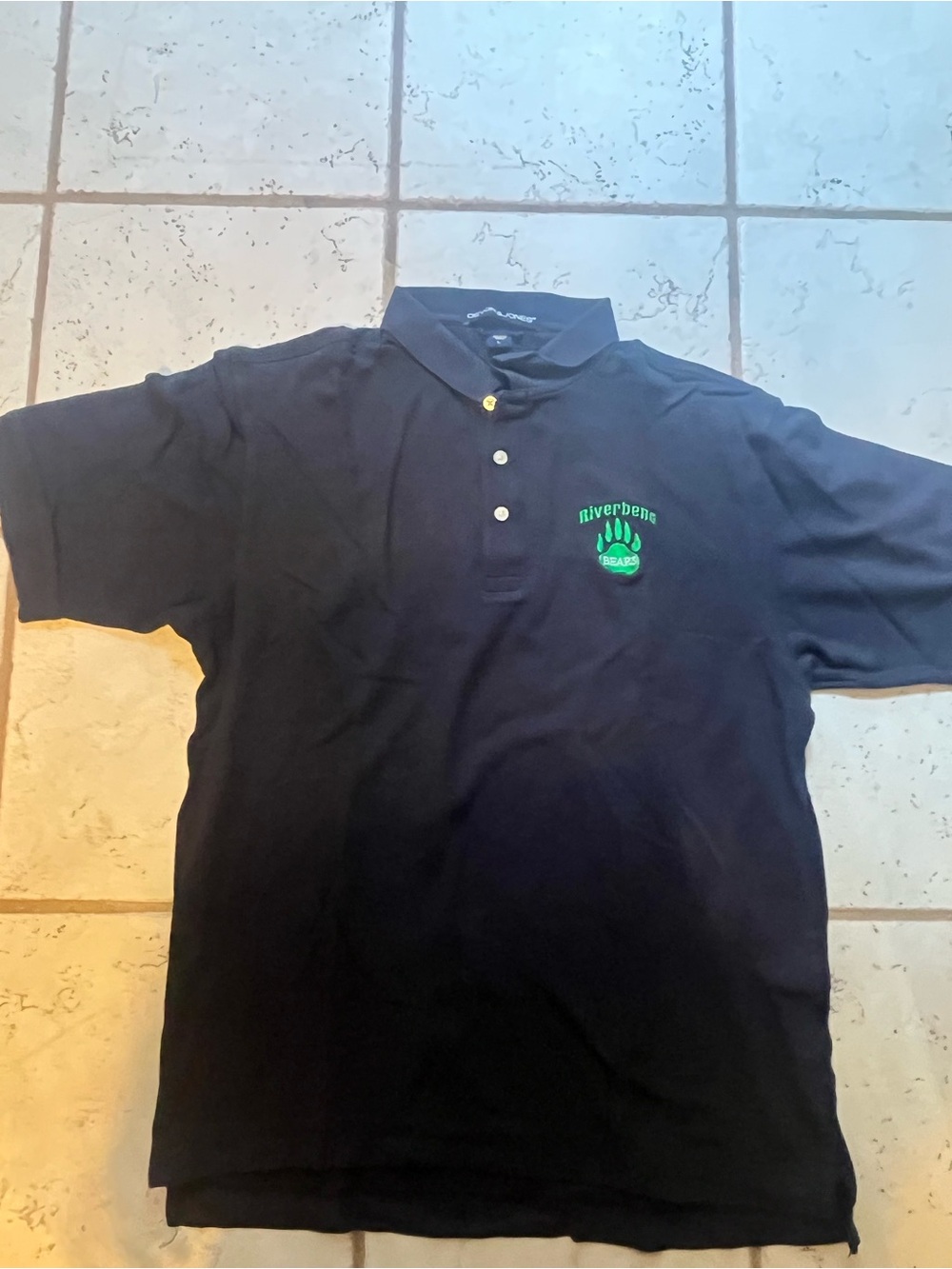 Men's Black Polo with Green Riverbends Logo